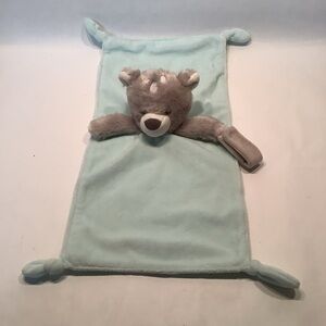 Carter's Bear Security Blanket Lovey Pacifier Holder Knotted Blue Soft EUC